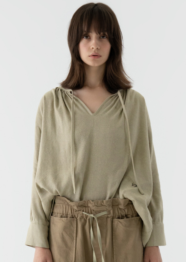 (SALE 20%)Via Sophia linen blouse_beige