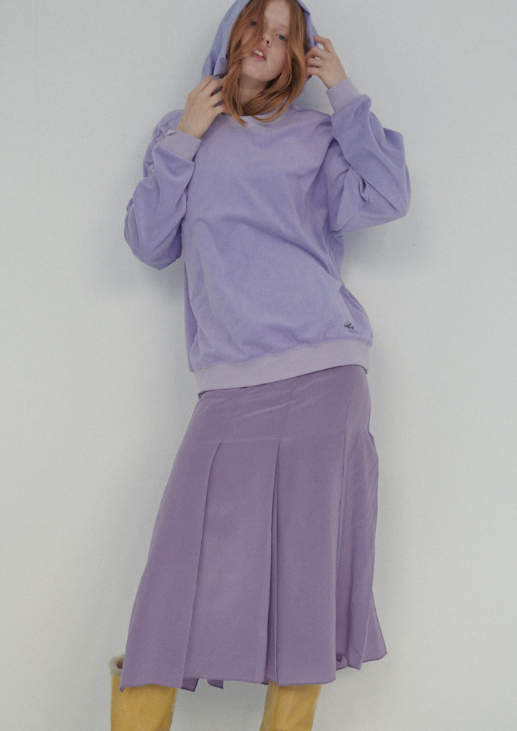 (SALE60%)via Chloe long silk skirt_Lavender