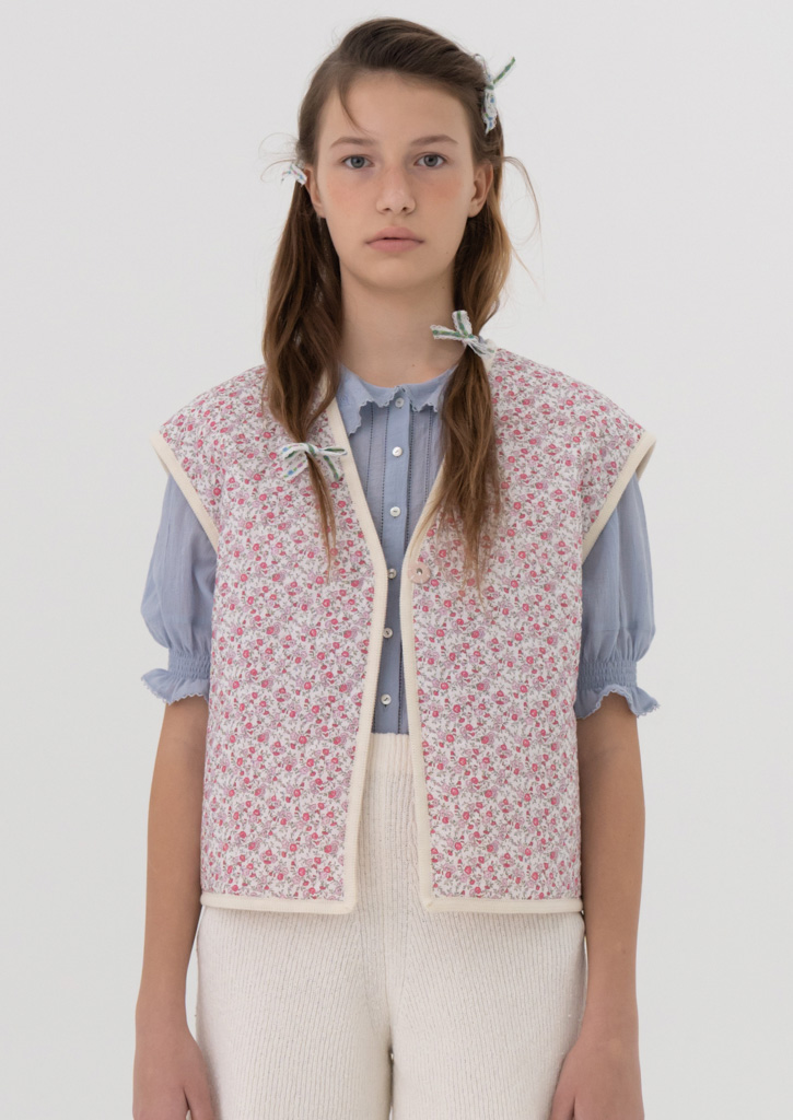 (SALE 30%)Via Floral quilt vest