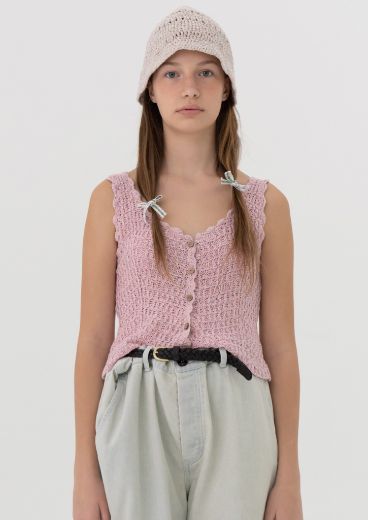 Via Crochet knit vest_pink