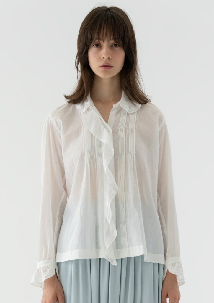 (SALE 30%)Via Tona frill blouse_white