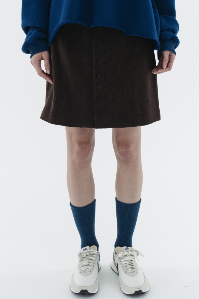 Via Damon button mini skirt (brown)