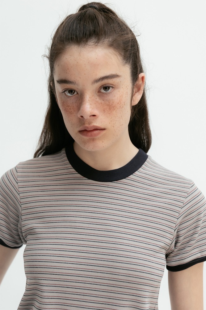 Via Simple stripe T-shirt (gray stripe)